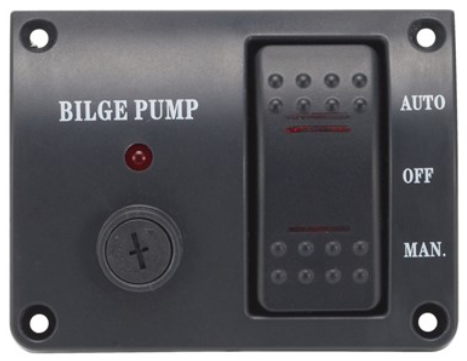 Rocker Toggle Bilge Pump Switch Panel, DC 12V Manual/Off/ Indicator