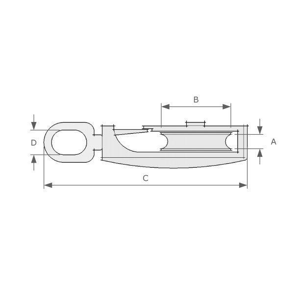 Pulley - 75mm with open sided Latch